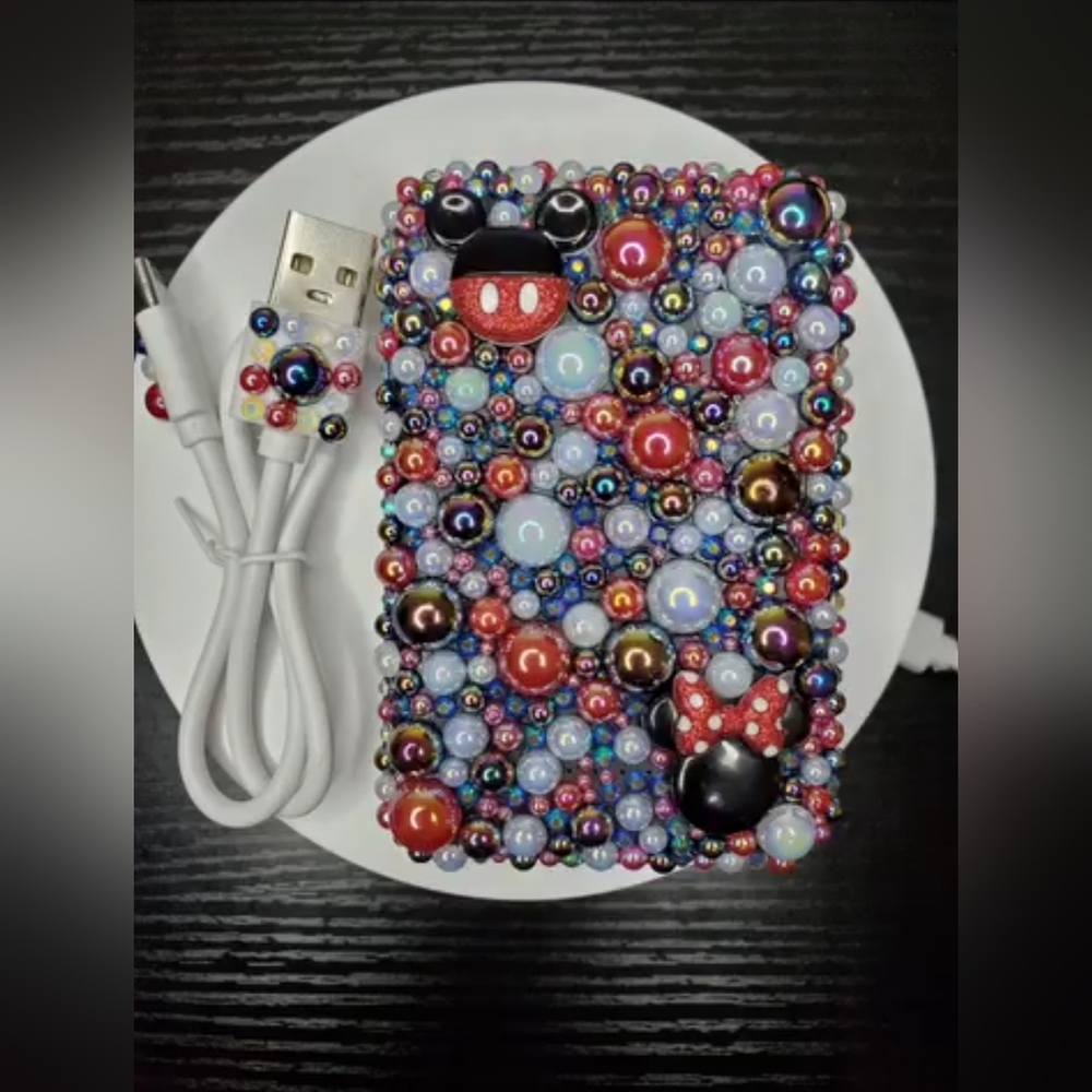 Beaded Mini Power Bank with USB Cable